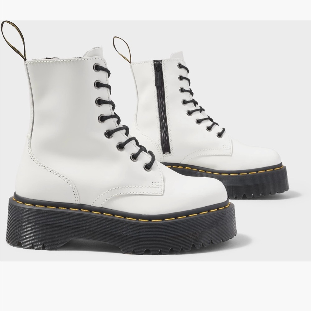 White Doc Marten Dr. Martens Jadon Platform Combat Boots